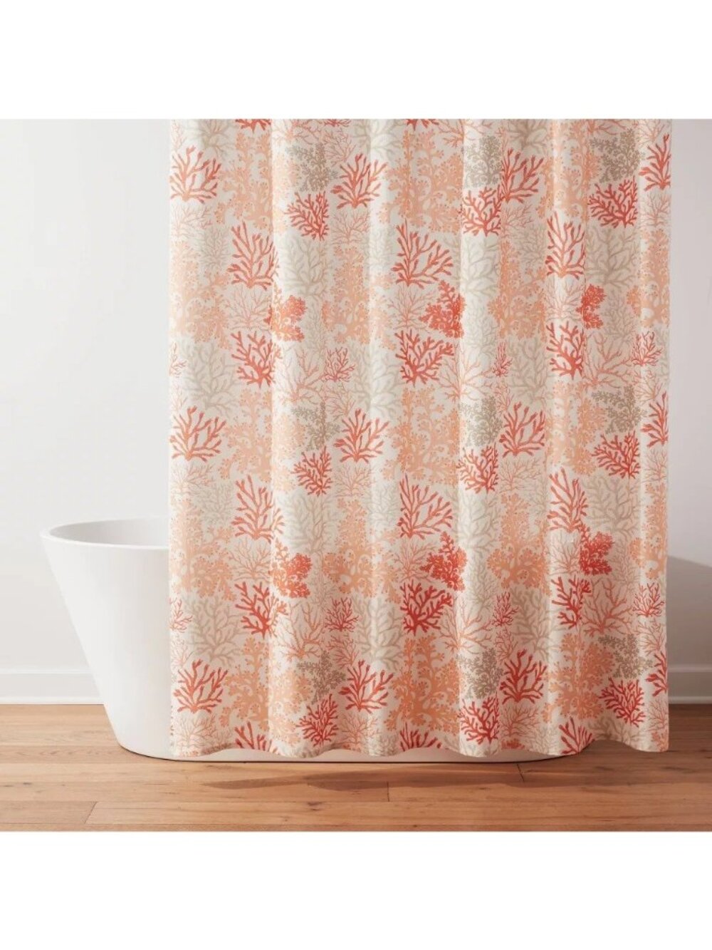 Threshold Costal Orange & White Coral Branch Shower Curtain NO HOOKS INCLUDED